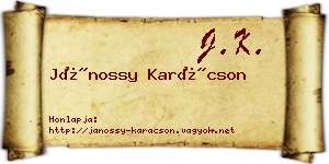 Jánossy Karácson névjegykártya